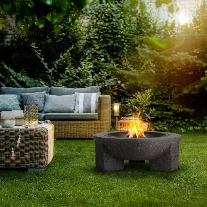 Braciere portatile con griglia 79,5x38 cm nero/granito scuro