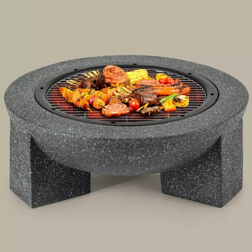 Braciere portatile con griglia 79,5x38 cm nero/granito scuro