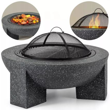 Braciere portatile con griglia 79,5x38 cm nero/granito scuro