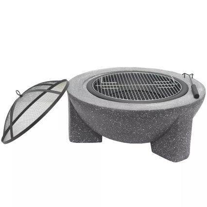 Braciere portatile con griglia 79,5x38 cm nero/granito scuro