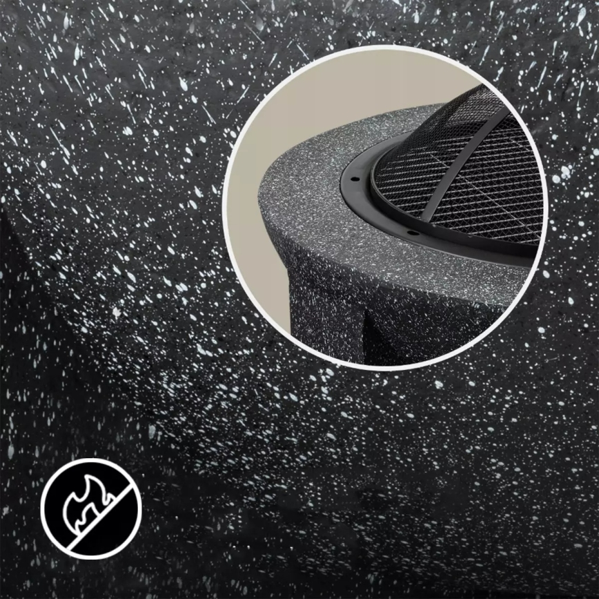 Braciere portatile con griglia 79,5x38 cm nero/granito scuro