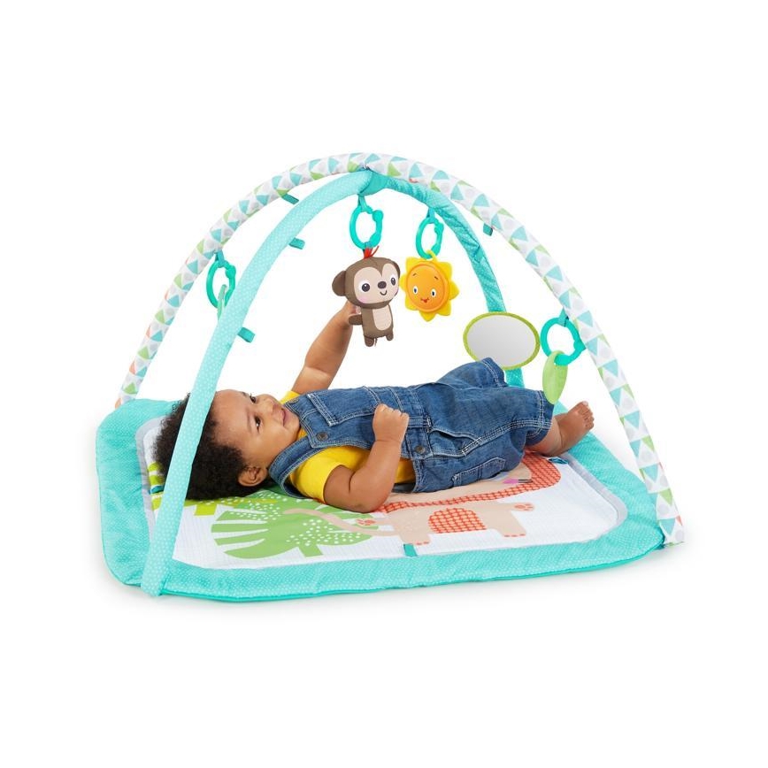 Bright Starts - Coperta per bambini per giocare SAFARI turchese