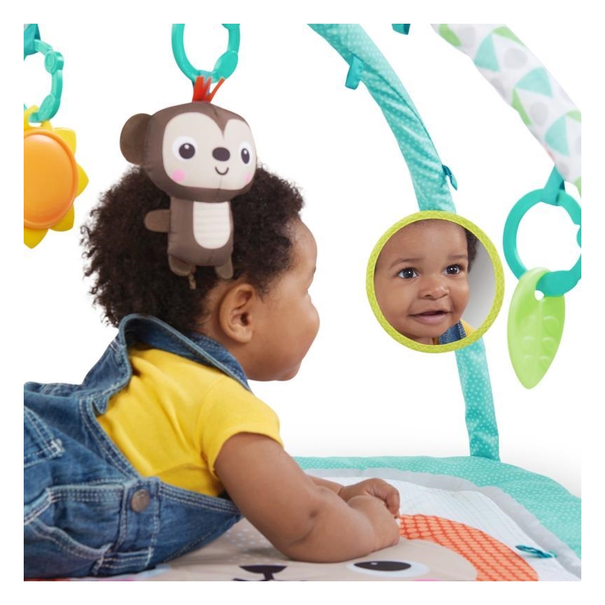 Bright Starts - Coperta per bambini per giocare SAFARI turchese