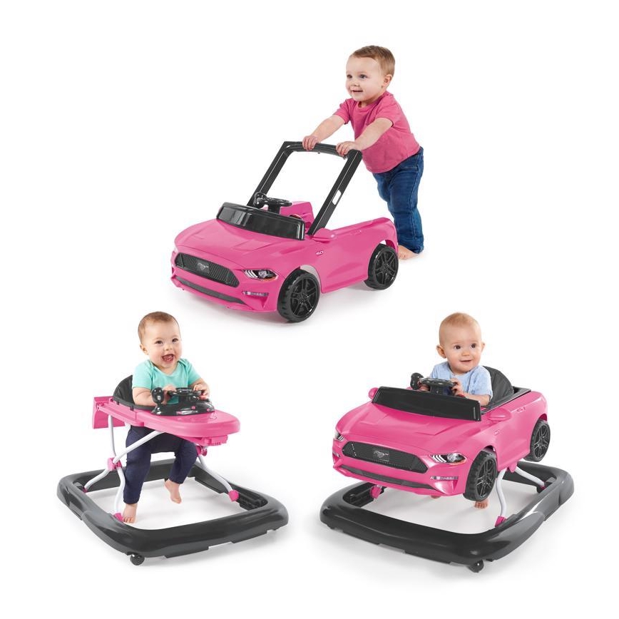 Bright Starts - Trotteur pour bébé 3 en 1 FORD MUSTANG rose