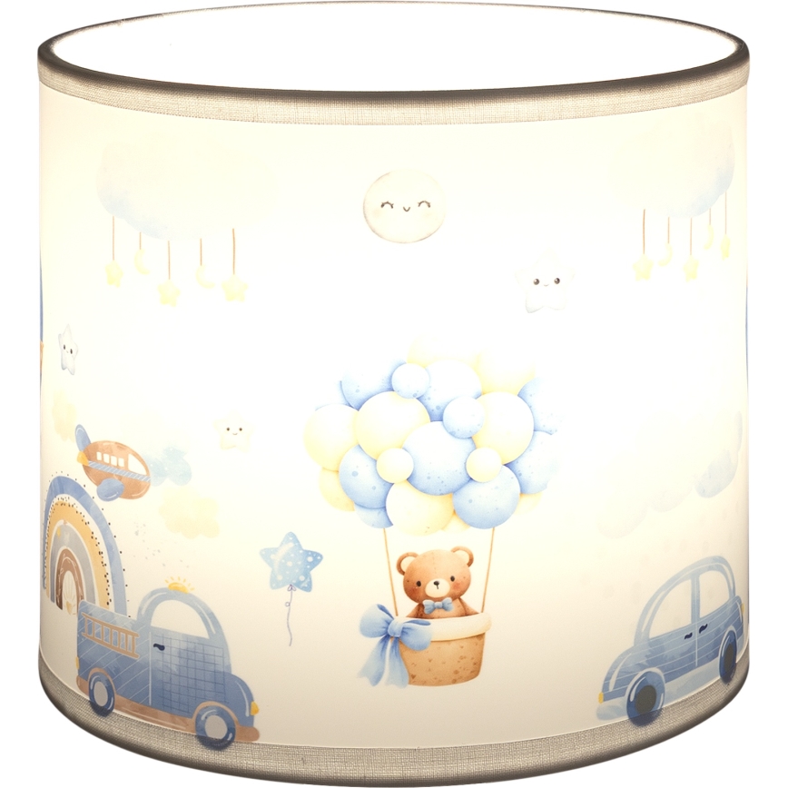 Brilagi - Abat-jour universel BOBO E27 diam. 15 cm blanc/bleu/motifs oursons
