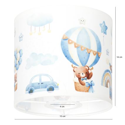 Brilagi - Abat-jour universel BOBO E27 diam. 15 cm blanc/bleu/motifs oursons