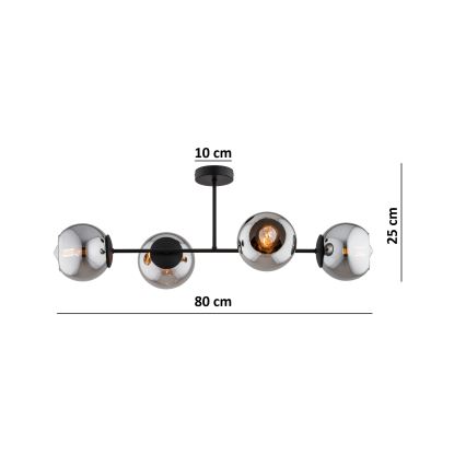 BRILAGI - Anbau-Deckenleuchte DIOR 4xE27/60W/230V schwarz/rauchgrau