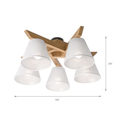 Brilagi - Anbauleuchte ANTHONY 5xE14/40W/230V Eiche/weiß
