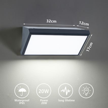Brilagi - Applique a LED da esterno TRIANGLE LED/20W/230V antracite IP65