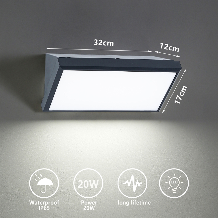Brilagi - Applique a LED da esterno TRIANGLE LED/20W/230V antracite IP65
