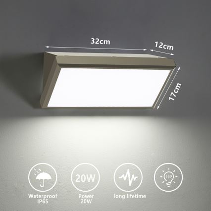 Brilagi - Applique a LED da esterno TRIANGLE LED/20W/230V grigio IP65