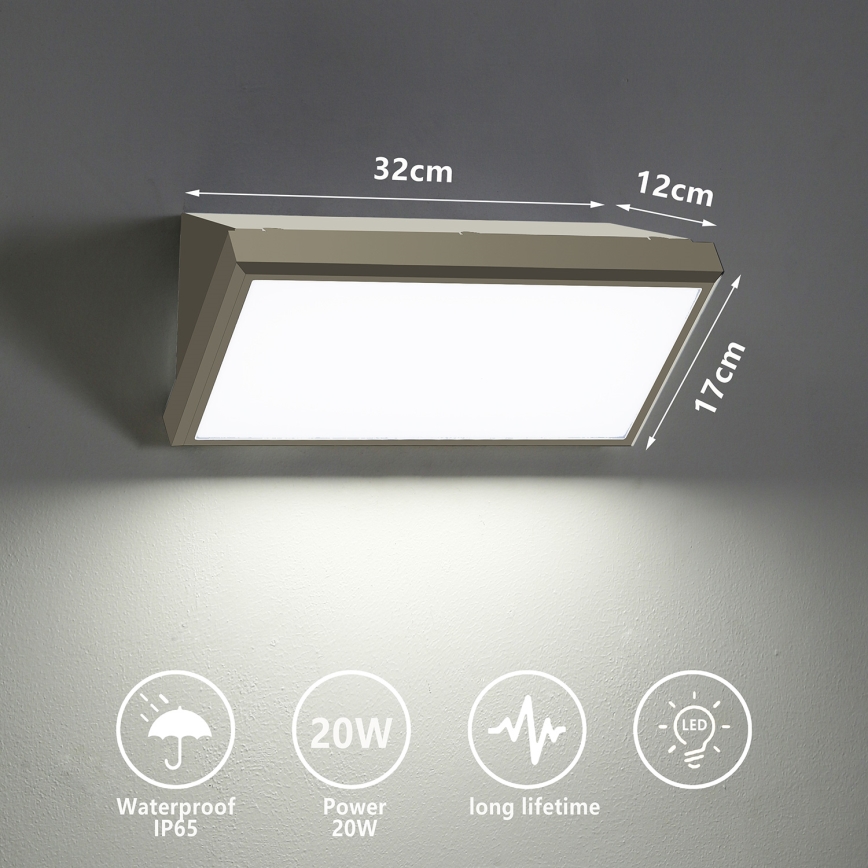 Brilagi - Applique a LED da esterno TRIANGLE LED/20W/230V grigio IP65