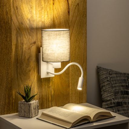 Brilagi - LED Lampada flessibile da muro NUBILA 1xE27/25W/230V + LED/3W bianco/antracite