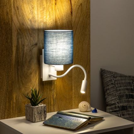 Brilagi - LED Lampada flessibile da muro NUBILA 1xE27/25W/230V + LED/3W bianco/blu scuro