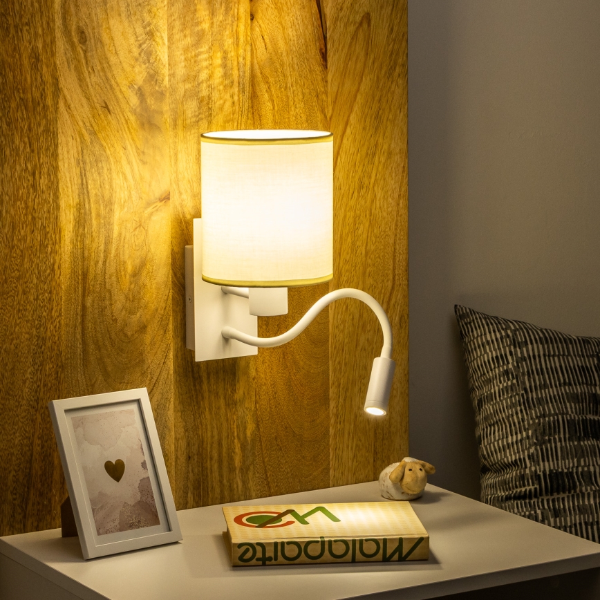 Brilagi - LED Lampada flessibile da muro NUBILA 1xE27/25W/230V + LED/3W bianco/color crema