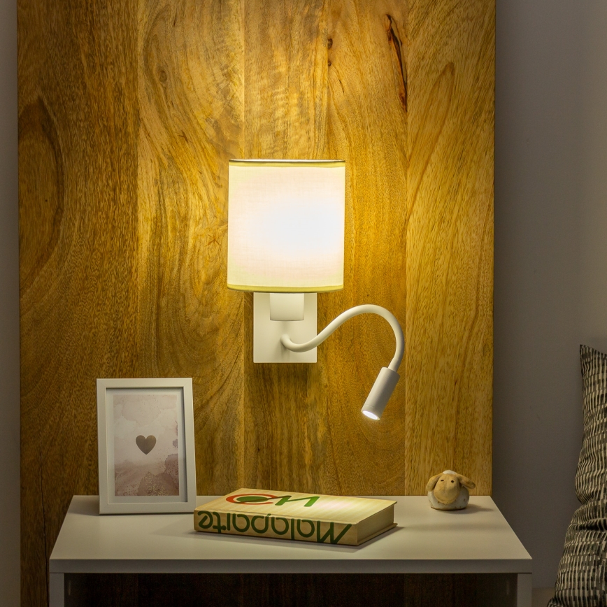 Brilagi - LED Lampada flessibile da muro NUBILA 1xE27/25W/230V + LED/3W bianco/color crema