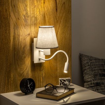 Brilagi - LED Lampada flessibile da muro NUBILA 1xE27/25W/230V + LED/3W bianco/grigio