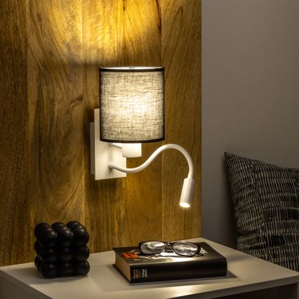 Brilagi - LED Lampada flessibile da muro NUBILA 1xE27/25W/230V + LED/3W bianco/nero