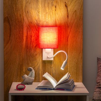Brilagi - LED Lampada flessibile da muro NUBILA 1xE27/25W/230V + LED/3W bianco/rosa