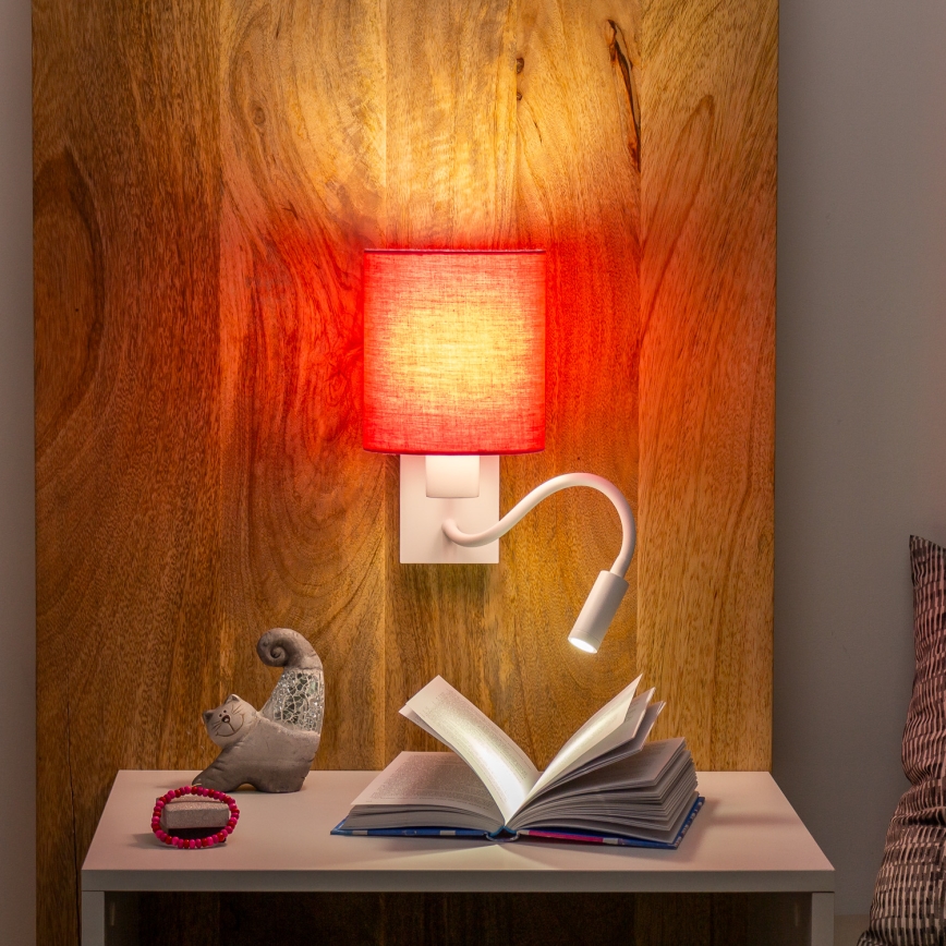 Brilagi - LED Lampada flessibile da muro NUBILA 1xE27/25W/230V + LED/3W bianco/rosa