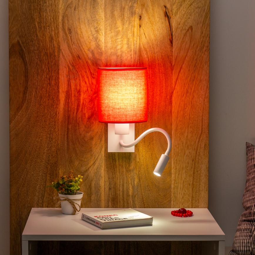 Brilagi - LED Lampada flessibile da muro NUBILA 1xE27/25W/230V + LED/3W bianco/rosso