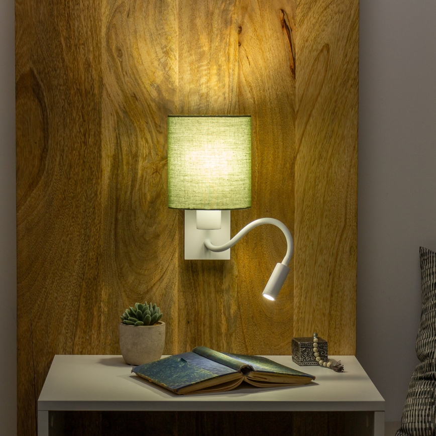 Brilagi - LED Lampada flessibile da muro NUBILA 1xE27/25W/230V + LED/3W bianco/verde