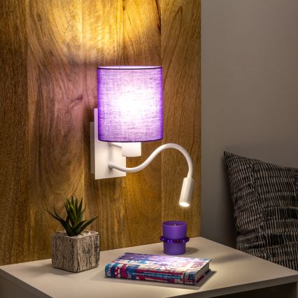 Brilagi - LED Lampada flessibile da muro NUBILA 1xE27/25W/230V + LED/3W bianco/viola