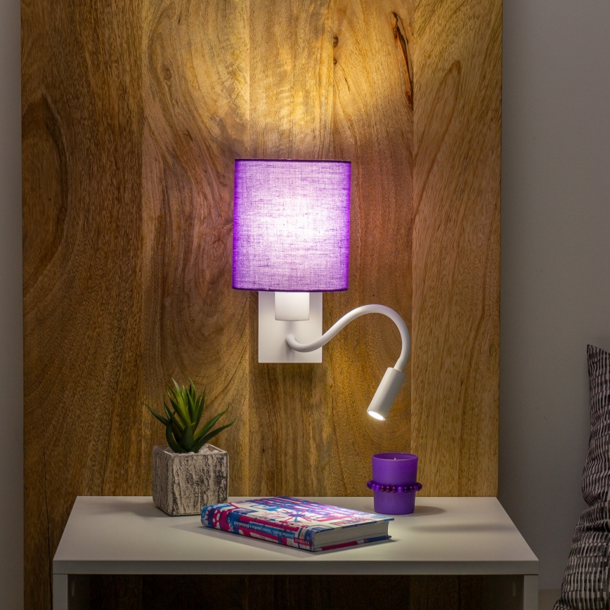 Brilagi - LED Lampada flessibile da muro NUBILA 1xE27/25W/230V + LED/3W bianco/viola