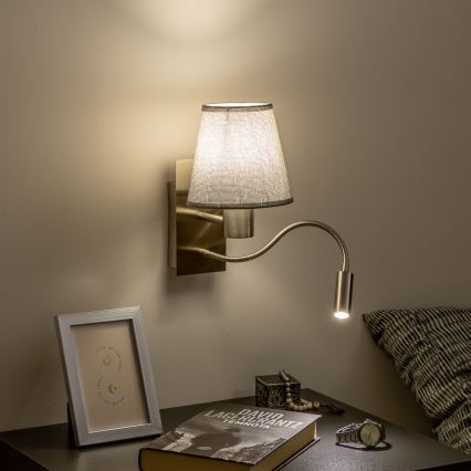 Brilagi - LED Lampada flessibile da muro NUBILA 1xE27/25W/230V + LED/3W cromo opaco/grigio