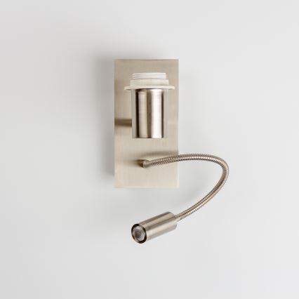 Brilagi - LED Lampada flessibile da muro NUBILA 1xE27/25W/230V + LED/3W cromo opaco/marrone chiaro