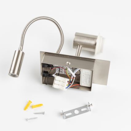 Brilagi - LED Lampada flessibile da muro NUBILA 1xE27/25W/230V + LED/3W cromo opaco/marrone