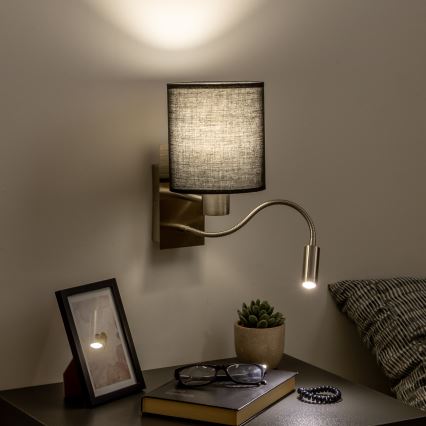 Brilagi - LED Lampada flessibile da muro NUBILA 1xE27/25W/230V + LED/3W cromo opaco/nero
