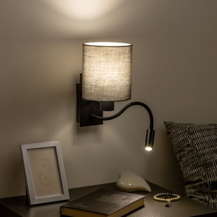 Brilagi - LED Lampada flessibile da muro NUBILA 1xE27/25W/230V + LED/3W nero/antracite