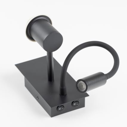 Brilagi - LED Lampada flessibile da muro NUBILA 1xE27/25W/230V + LED/3W nero/color crema