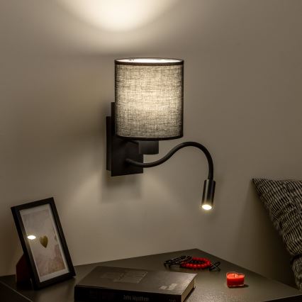 Brilagi - LED Lampada flessibile da muro NUBILA 1xE27/25W/230V + LED/3W nero