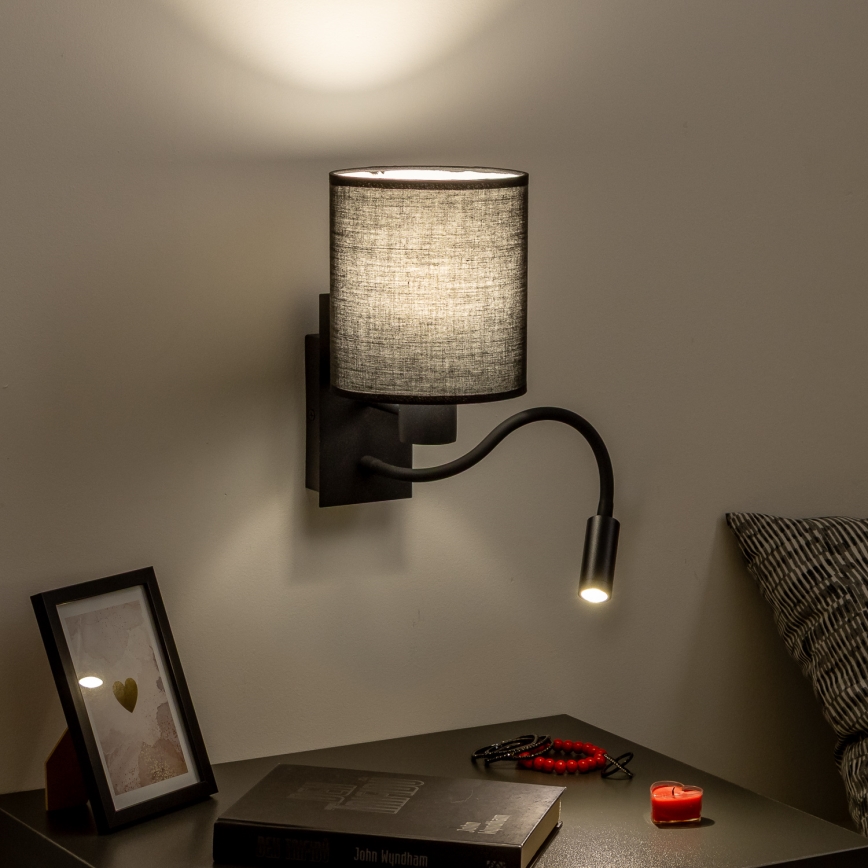 Brilagi - LED Lampada flessibile da muro NUBILA 1xE27/25W/230V + LED/3W nero