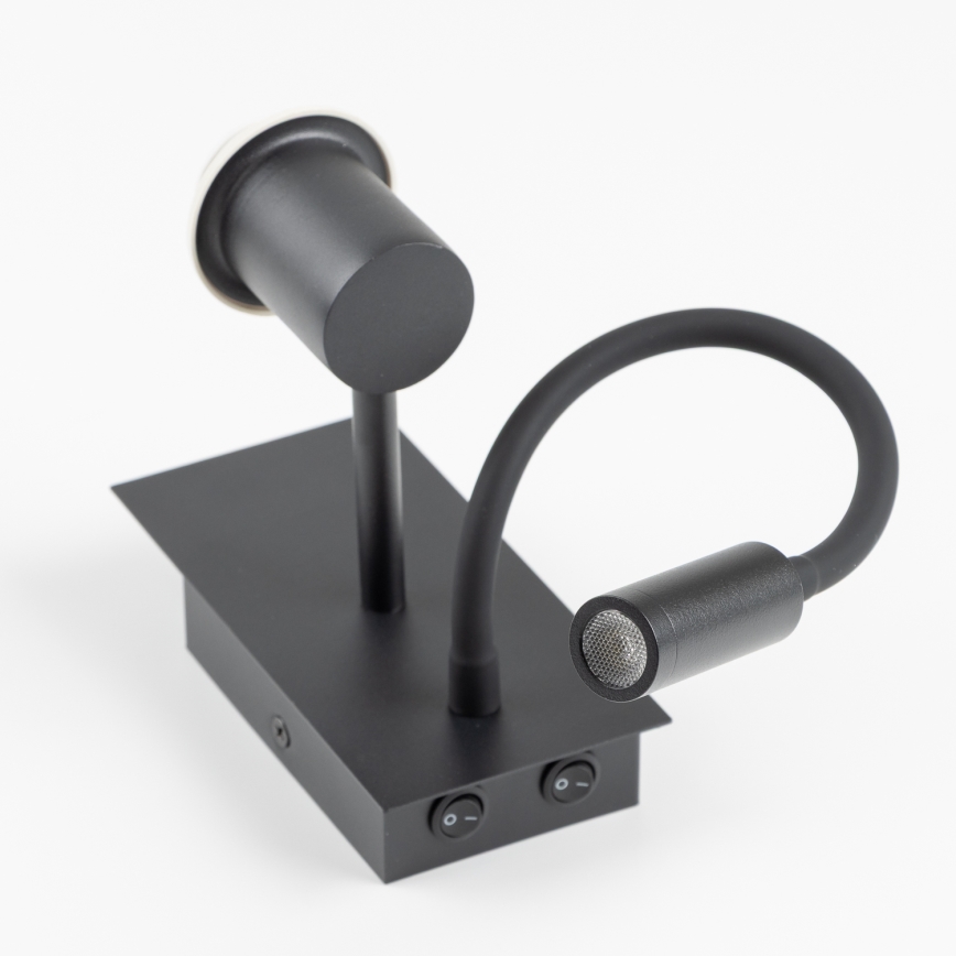 Brilagi - LED Lampada flessibile da muro NUBILA 1xE27/25W/230V + LED/3W nero/marrone chiaro