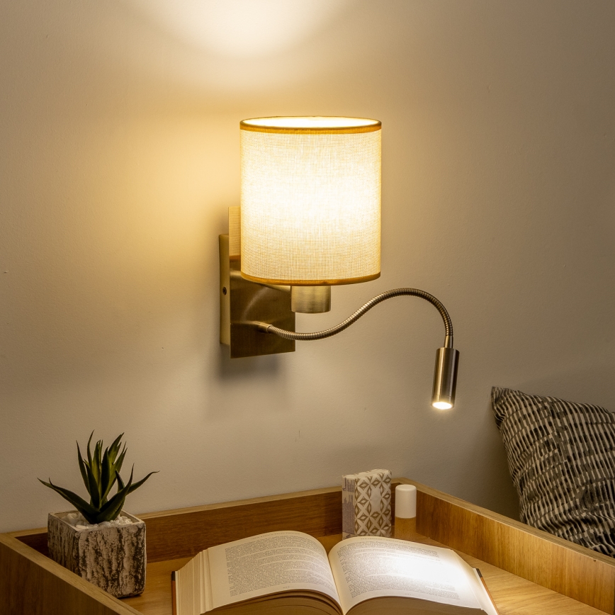 Brilagi - LED Lampada flessibile da muro NUBILA 1xE27/25W/230V + LED/3W ottone/marrone chiaro