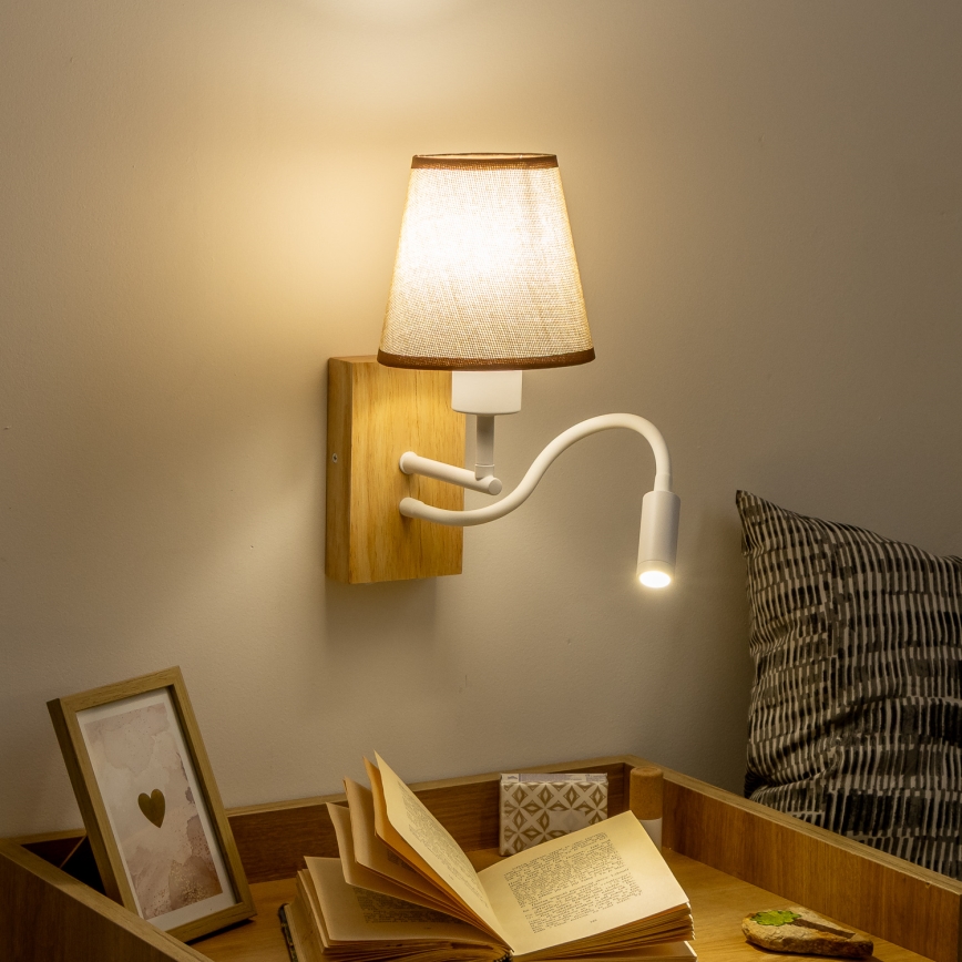 Brilagi - LED Lampada flessibile da muro NUBILA WOOD 1xE27/25W/230V + LED/3W quercia/marrone