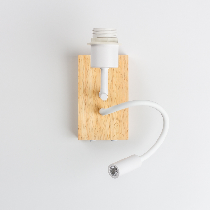 Brilagi - LED Lampada flessibile da muro NUBILA WOOD 1xE27/25W/230V + LED/3W quercia/rosa