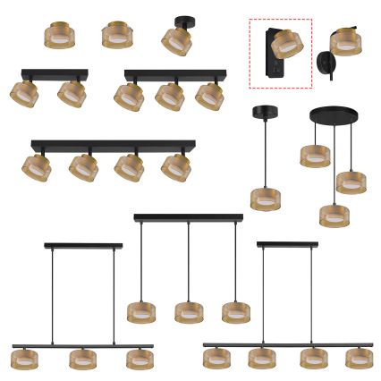 Brilagi - Applique con porta USB AURA LUX 1xGX53/30W/230V nero/oro