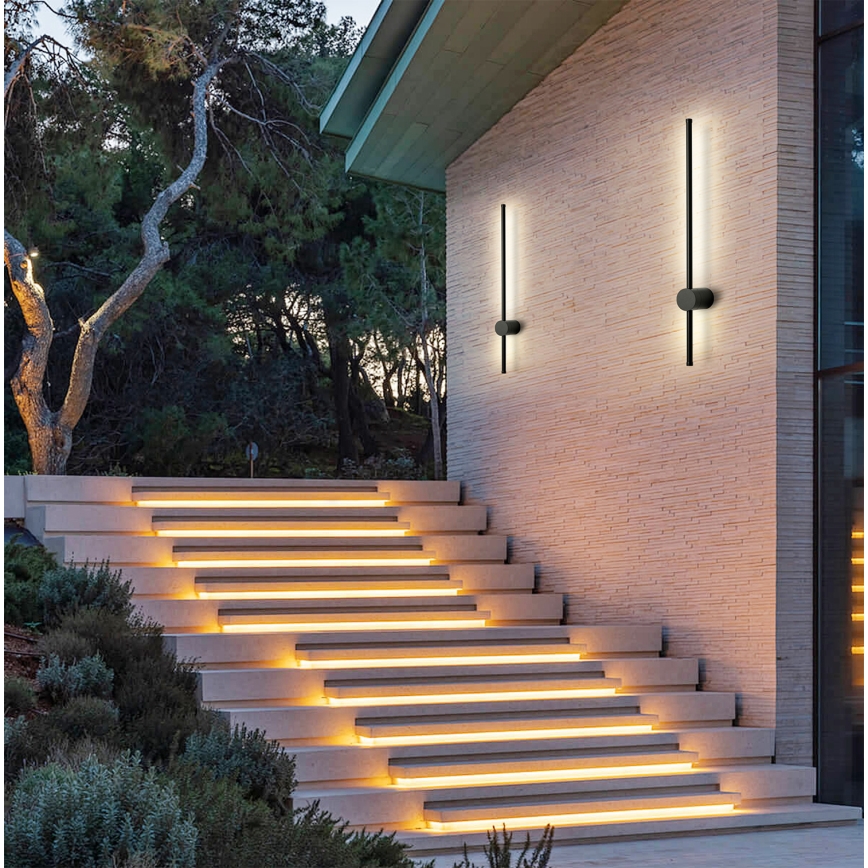 Brilagi - Applique da esterno LED AURA, 12W, 230V, 3000K, IP54, 65 cm, nero, CRI 90