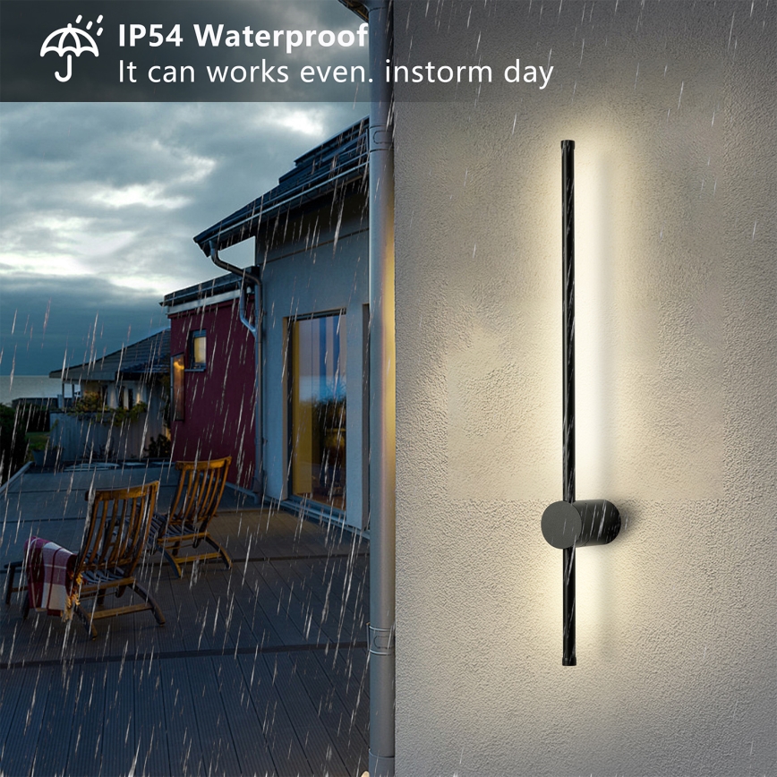 Brilagi - Applique da esterno LED AURA, 12W, 230V, 3000K, IP54, 65 cm, nero, CRI 90