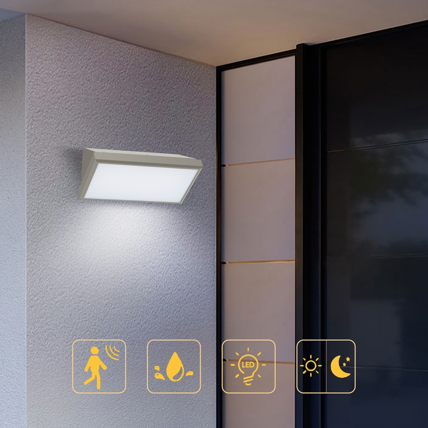 Brilagi - LED Applique da esterno con sensore TRIANGLE LED/20W/230V grigio IP65