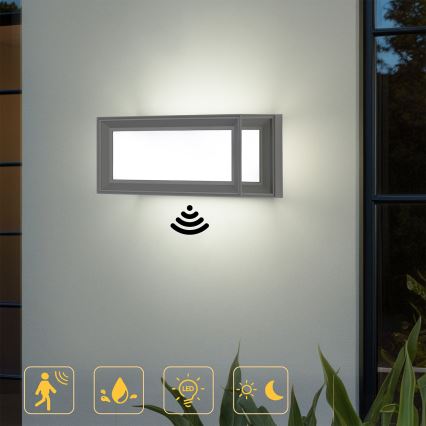 Brilagi - Applique LED da esterno con sensore PARKER LED/12W/230V grigio IP44