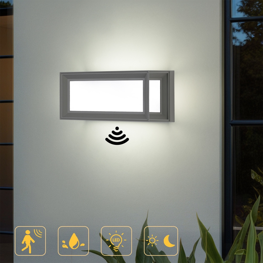 Brilagi - Applique LED da esterno con sensore PARKER LED/12W/230V grigio IP44