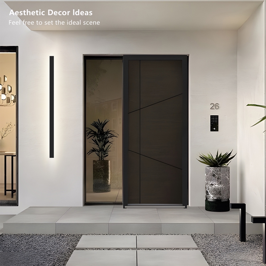 Brilagi - Lampada LED da parete per esterni LINEAR, 32W, 230V, 3000K, IP65, 140 cm, nero, CRI 90