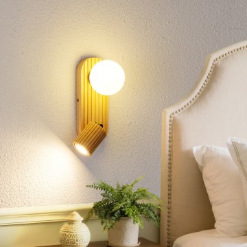 Brilagi - Applique da parete a spot MODERN WOOD 1xG9/5W/230V + 1xGU10/8W in legno di caucciù