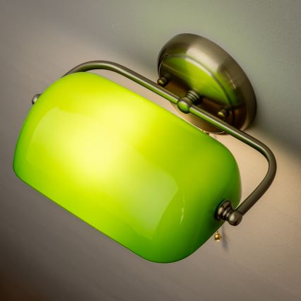 Brilagi - Applique da parete BANK OFFICE 1xE27/60W/230V ottone/verde