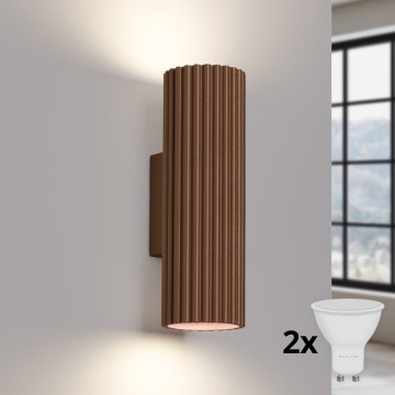 Brilagi - Applique da parete LED CRESTO 2xGU10/10W/230V 20 cm marrone